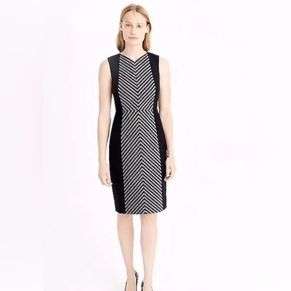 J. Crew Womens Size 0 Tweed Chevron Wool Blend Dress - Picture 1 of 4